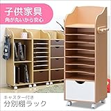 子供 用 家具 分別 棚 ラック 引出し キャスター 付き 幅32 奥行30 高さ95.5 cm 低 ホルムアルデヒド 安全 仕様 ホワイト 白 日本製