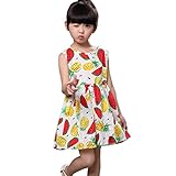 Domybest　子供服 女の子 ワンピース　ガールズ　女児 スカート　子供服　サンドレス 可愛い ドレス ガールズ ワンピース ノースリーブ　スイカプリント　春　夏　秋　出産祝い　誕生日 入学式 卒