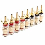 8ピース42ミリメートルゴールドメッキスピーカーターミナルバインディングポスト低周波数アンプコネクタ長いプラグ用4ミリメートルバナナプラグ