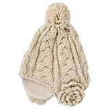 西松屋 [EFD] ボア付き手編みニット帽子 【52-54cm】　ベージュ