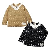 (ブラック/90cm)ベビー服 女の子 Tシャツ 長袖 ニット レース襟 ボタン装飾 スナップボタン ワッペン 女児 ベビー