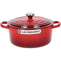 【美品】LE CREUSET　ココット ロンド チェリーレッド　22cm シグニチャー ココット・ロンド 22cm チェリーレッド (シルバー