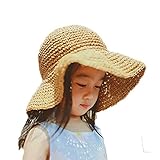 Ymgot キッズ 帽子 麦わら 子供用 帽子 ストローハット UVカット 日焼け 熱中症防止 日除け帽 折りたたみ (カーキ)