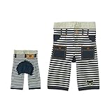 ダブルB(mikihouse) モンキーパンツ風８分丈スパッツ 80cm 紺×白（51）