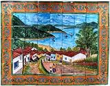Patzcuaro湖Clayタラベラタイル壁画