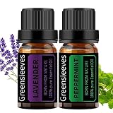 GREENSLEEVES エッセンシャルオイル 100％ ピュア精油 ナチュラル ディフューザー用 マッサージ用 アロマ テラピー 10ml (パック ラベンダー ペパーミント)