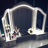 LEDバニティミラーライトキット、mztdytl 13 ft / 4 m LEDミラーライトストリップ240 LEDデイライトホワイトソフトハリウッドスタイルミラーライト器と電源供給のメイクアップドレ