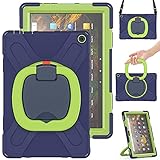 縦置き 横置き Fire HD 10 Plus 2021年型 ケース Fire HD 10 カバー 360度回転 持ち手付き 斜め掛け ショルダーベルト 肩掛け ストラップ Fire HD 10 プラス 10.1インチ タブレット 保護ケース 耐衝撃 頑丈 PC シリコン 3重構造 アウトドア