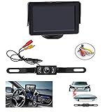 Backup Camera and Monitor Kit , AGPtEK Universal Waterproof Adjustable CMOS Rear-view License Plate 