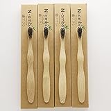 N-amboo　竹製耐久度高い　子供　歯ブラシ　エコ　4本入り　セット　黒