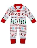 XWDAクリスマスベビーZipper Longスノーフレークロンパースジャンプスーツパジャマナイトウェア カラー: レッド