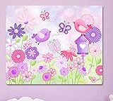 Personalized Sweet Little Garden Birdies Girlsストレッチキャンバス子供のベッドルーム壁アートcs0008 16" x 20" CS0008