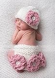 新生児赤ちゃんのあったかおむつカバー＆ラブリーフラワー帽子（orヘアバンド）セット★newborn・3months