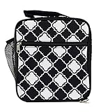 Superior Quality Fashion Insulate Lunch Bag PEVA Lining CC17 Small Quatrefoil (Black/ White) [並行輸入品]