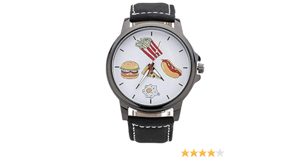 Amazon Zoooom ファーストフード 風 アナログ 腕 時計 食べ物 イラスト ユニーク デザイン 文字盤 ウォッチ ファッション アクセサリー シンプル 文字 おもしろ 面白 カジュアル メンズ レディース 男性 女性 男 女 兼 用 ダサい ダサ 可愛い