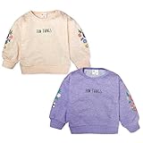 (ピンク/80cm)ベビー服 女の子 トレーナー 長袖 ミニ裏毛 ボリューム袖 袖花柄刺繍 スナップボタン付 英字プリント 女児 ベビー