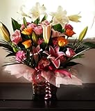 【フラワーギフト】オリエンタル系ユリ 豪華 ボリュームフラワーアレンジ　お祝い　講演　就任　退職