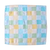 Domybest　ガーゼハンカチ　ベビー　 26cm * 25cm　コットンタオル　チェック柄　柔らかい　ベビーハンカチ　赤ちゃん　沐浴 授乳 出産お祝い 3色 (C)