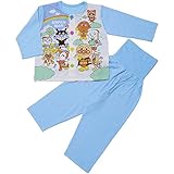 【本体綿100％】2018年 夏物 アンパンマン 天竺 お着替え練習 腹巻付き 長袖パジャマ Anpanman サックス◇95cm