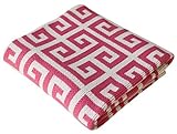 Greek Key, Bubblegum Baby Blanket, Soft Cotton, Knitted, 30 x 40 inches by Humble Weave