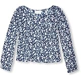 THE CHILDREN'S PLACE(ザ・チルドレンズプレイス) ガールズロングスリーブフローラルプリントトップ ギャラクシーネイビー トップス長袖Tシャツ 5～6歳【並行輸入】