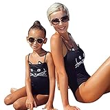 水着 親子服 ワンピース レディース ガルズ 猫顔 おもしろ 水着 海辺 温泉 記念写真　 (100, 子供)