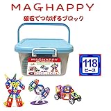 マグネットブロック 磁気おもちゃ 118ピース 知育玩具 マグフォーマー 磁石付き積み木 創造力と想像力を育てる知育 玩具 モデルDIY マグハッピー MAGHAPPY