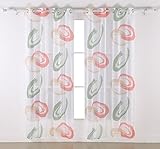 Deconovo Decorativeジオメトリ設計印刷パターンFaux Linen Grommet薄手ウィンドウカーテン1ペア 52x63 Inch CT0608D-1