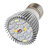 Wrightjp 　植物育成LEDライト 28W E27口金　水耕栽培ランプ プラントライト 植物成長促進用ランプ 室内用　フルスペクトラム 青/白/赤光/IR/UV 低消費電力 省エネ 観葉植物 園