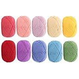 YINKE コットンヤーン 毛糸 40g玉巻(約130m)10色セット かぎ針編み 編み物 小物 デコレーション (カラー5)