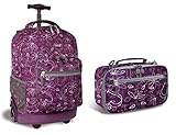 J World Love Letter Purple Sunrise Roller Backpack Back Pack and Cody Lunch Bag Set [並行輸入品]