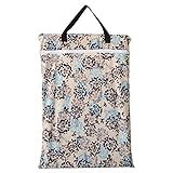 Large Hanging Wet/dry Cloth Diaper Pail Bag for Reusable Diapers or Laundry (Silver foliage) by Hiba
