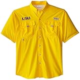 NCAA LSU TigersメンズCollegiateバハマ半袖シャツ、イエロー、スモール