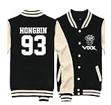 Fanstown kpop VIXX野球ジャケットHoodie with Gemペンダント+ Lomoカードブラック# 2