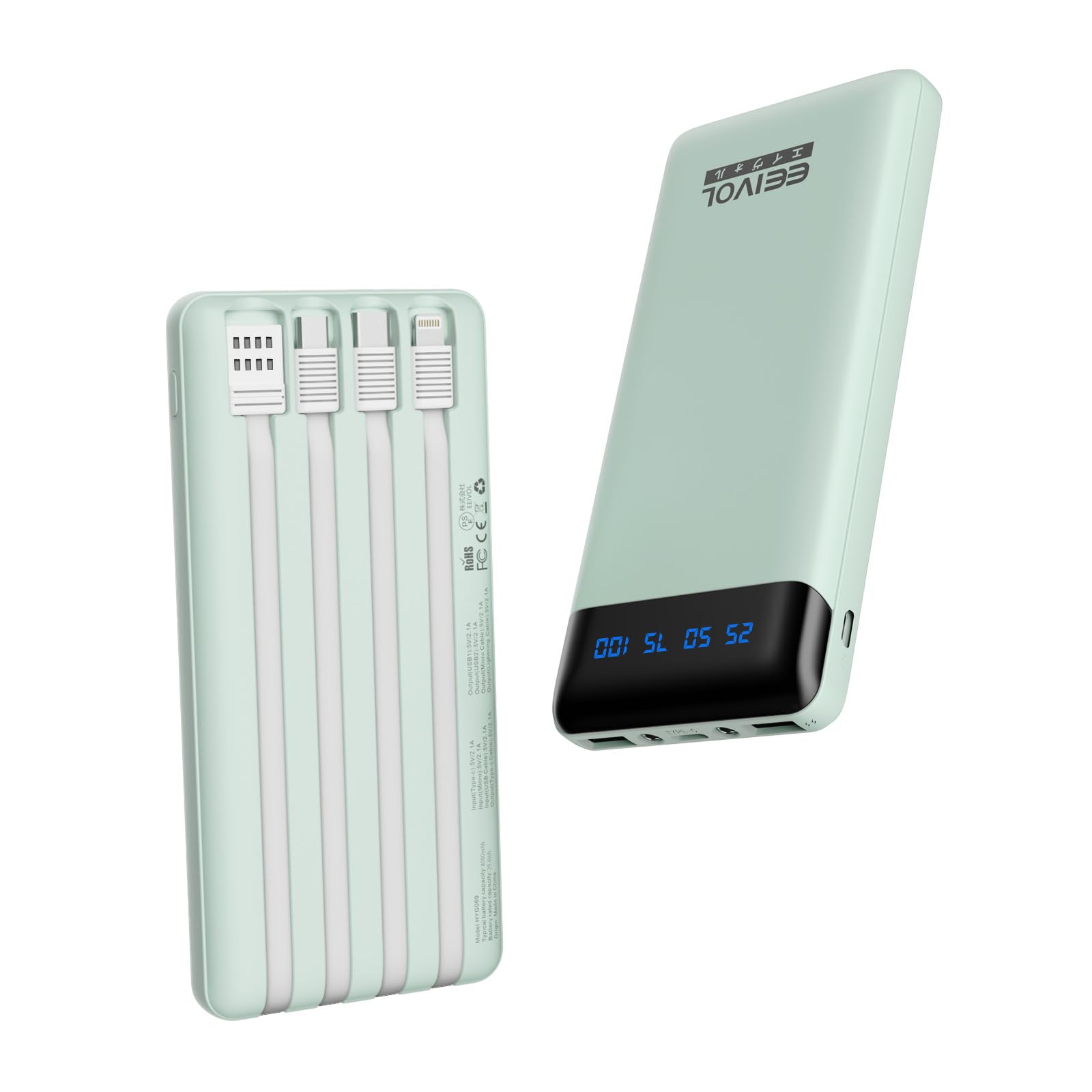 【スマイルSale】【53%OFF】【948円】 エイヴォル 20000mAh 4本ケーブル内蔵 5台同時充電 モバイルバッテリー