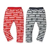 ベビー服 女の子 ロング パンツ ボトム 裏毛 ストレッチ ドット ボーダー ウエストゴム 女児 ベビー (2.チャコール/90cm)