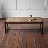 オールドチークのレトロテーブル 110cm コーヒーテーブル 長方形 オールドチーク無垢材 スチールフレーム 北欧モダンデザイン ヴィンテージデザイン センターテーブル ローテーブル