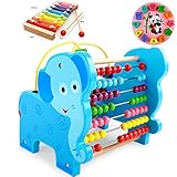 積み木 赤ちゃんおもちゃ　ビーズコースター 　キッズ 　木製 ルーピング 　おもちゃ　指先トレーニング 　ミニ サイズ 動物模様 　色認知　出産祝い　お誕生日プレゼント