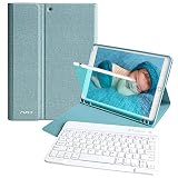 iPad 10.2 キーボードケース iPad Pro10.5(2017/2018)に兼用 iPad Air3 2019 キーボード付きカバー 第7世代 TPU 2019秋最新版対応 ワイヤレス Bluetooth 着脱式 スマートキーボード ペンホルダー付き スタンド機能 多角度調整 iPad 10.5インチ対応 日本語説明書付着 (ライトブルー)