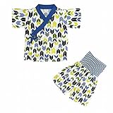 パジャマ 男の子 ベビー 甚平風 寝間着 ルームウェア 矢絣柄 ブルー 80