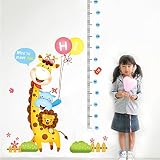 Cartoon Animals Growth Chart Wall Stickers Height Measurement Removable Wall Decals Home Decor PVC A