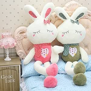 Amazon Co Jp Bears Homeウサギ ぬいぐるみ うさぎ 特大 抱き枕 大きいサイズ可愛い兎 子供のプレゼントふわふわぬいぐるみ 2色 70cm 70 グリーン おもちゃ