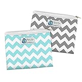 Planet Wise Zipper Sandwich Bags, 2 Count, Teal Chevron/Gray Chevron [並行輸入品]