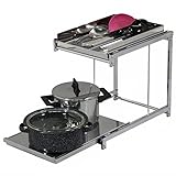 川口工器 かさばる器物収納に便利！ ステンレス棚 シンク下 スライドラック (幅30 2段) 18251