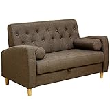 タンスのゲン 2人掛け ソファ ファブリック 収納 クッション2個付き ブラウン 21070011 00