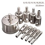 zmart ダイヤモンド コアドリル 大 ビット 10個 8～50mm ガラス タイル 大理石 8,10,12,14,16,18,20,22,25,50mm