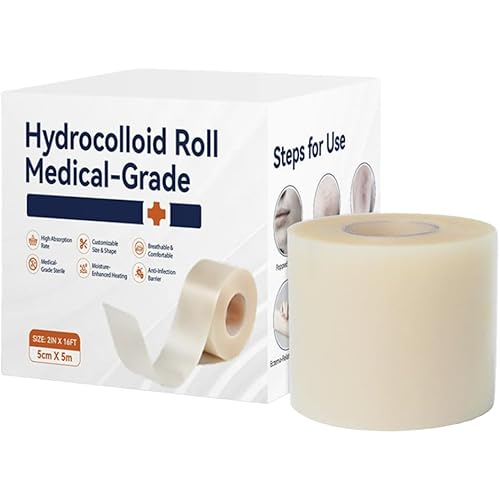 Hydrocolloid Roll Wound Care Dressing 5cm x 5m, Medical Grade Bandage Tape for Acne Pimple Patches, Blisters, Minor Burns & C