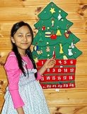 クリスマス 布のアドベント カレンダー 壁掛け　クリスマスツリーボタンかけオーナメント24個付き メリークリスマス