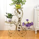 Plant shelf アイロンフラワーポットラック、3段プラントディスプレイスタンド盆栽ホルダーガーデンパティオインテリアシェルフホールドブラック/ゴールド/ホワイト Flower racks ( 