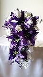パープルローズLily Hydrangea Bouquetsコサージュブートニアセンターピース& More 10" X 18" パープル